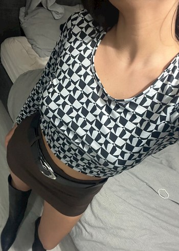 Gri Ekose Drapeli Uzun Kollu Bluz - Görsel 2