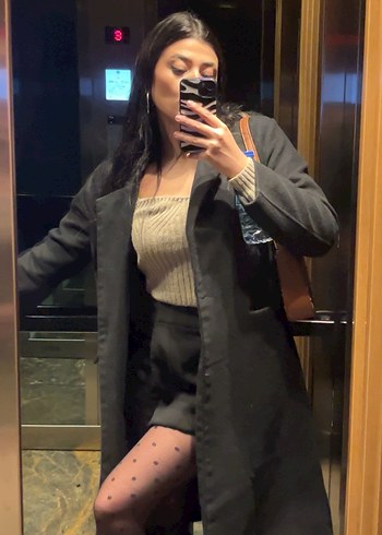 Siyah Uzun Kadın Kaban - Görsel 2