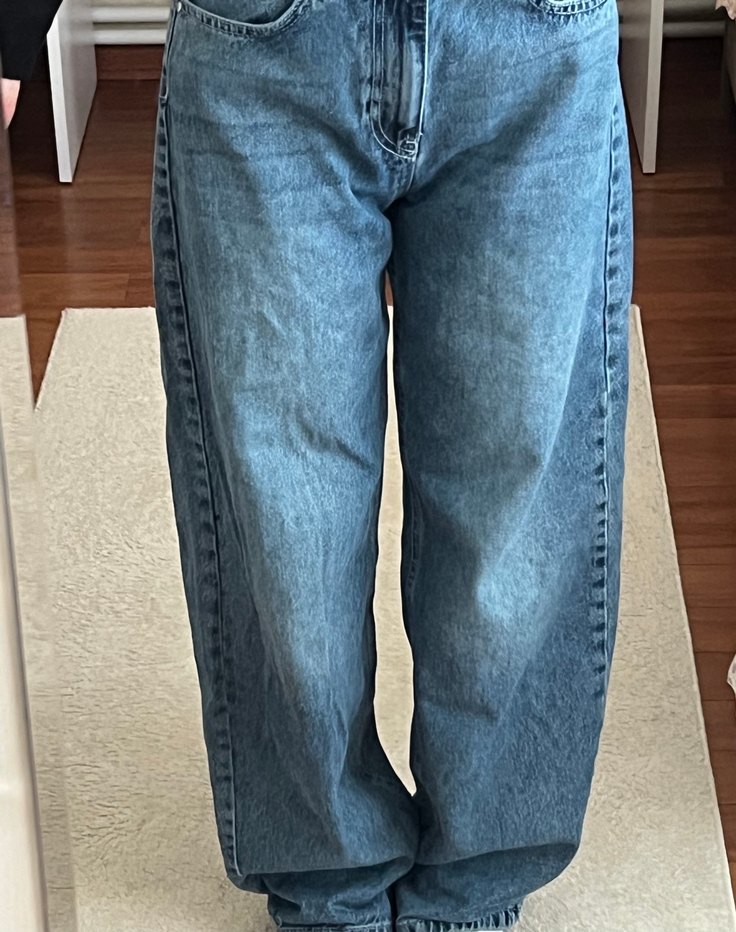 Mavi kot Rahat Kesim Kadın Denim Pantolon - Görsel 2