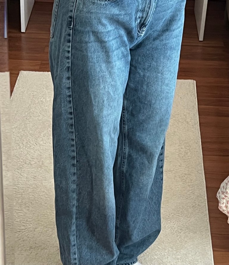 Mavi kot Rahat Kesim Kadın Denim Pantolon - Görsel 3