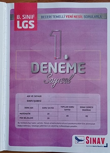 Beden Renk Sınav Yayınları 8. Sınıf LGS 5 Deneme