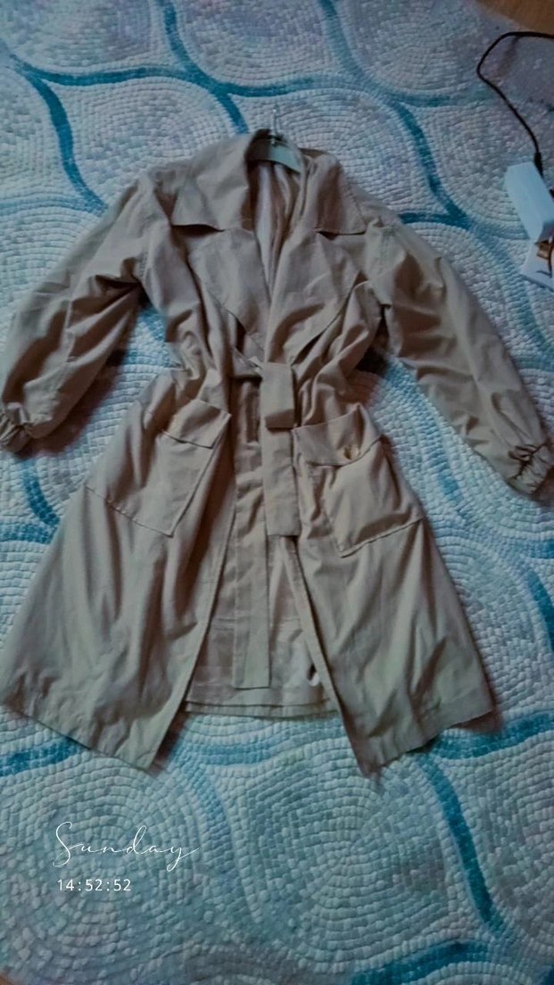 Bej Uzun Kesim Düğmeli Kadın Trençkot - Görsel 3