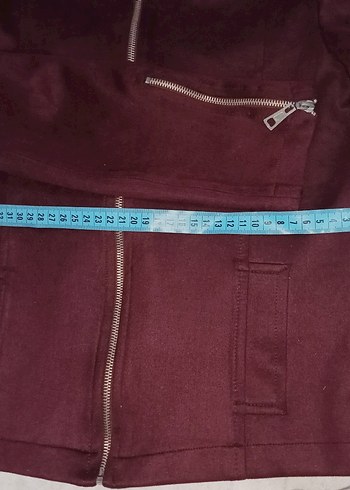 Bordo Süet Fermuarlı Kadın Ceket - Görsel 11