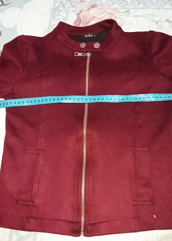 Bordo Süet Fermuarlı Kadın Ceket - Görsel 15