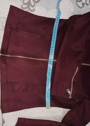 Bordo Süet Fermuarlı Kadın Ceket - Görsel 10