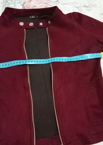 Bordo Süet Fermuarlı Kadın Ceket - Görsel 16