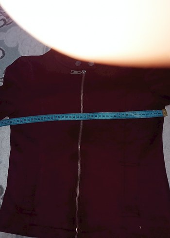 Bordo Süet Fermuarlı Kadın Ceket - Görsel 12