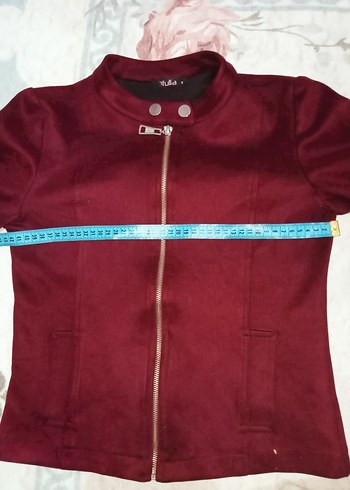 Bordo Süet Fermuarlı Kadın Ceket - Görsel 13