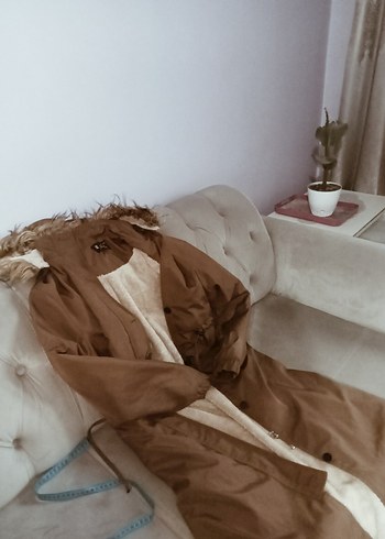 Kahverengi Kürklü Kadın Uzun Mont - Görsel 12