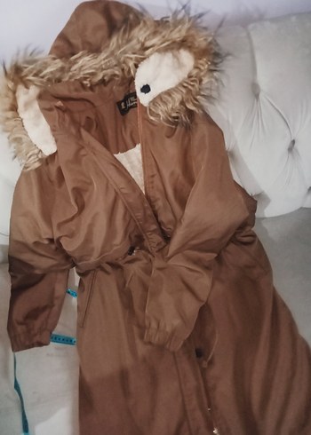 Kahverengi Kürklü Kadın Uzun Mont - Görsel 3