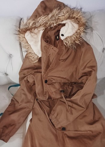 Kahverengi Kürklü Kadın Uzun Mont - Görsel 10