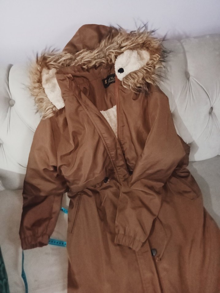 Kahverengi Kürklü Kadın Uzun Mont - Görsel 5