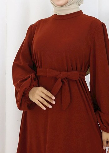 Kiremit Uzun Kollu Salaş Elbise - Görsel 2