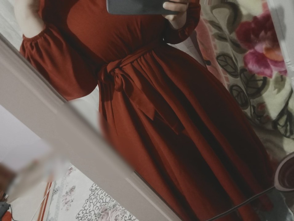 Kiremit Uzun Kollu Salaş Elbise - Görsel 4