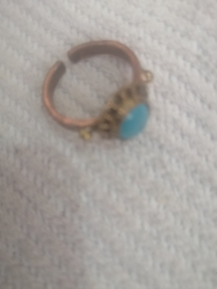 Mavi taşlı bakır Kadın Yüzük - Görsel 2