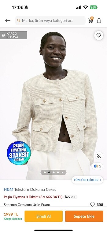 H&M H&M tekstüre dokuma ceket