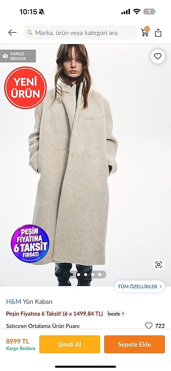 H&M yün kaban