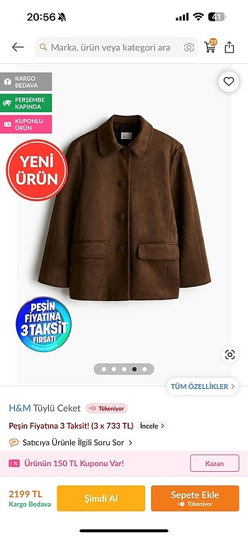 H&m tüylü ceket