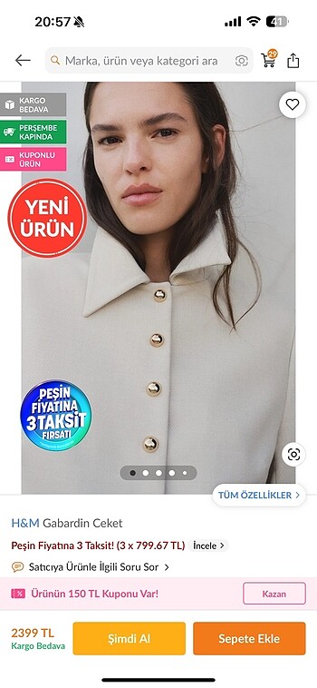 H&m gabardin ceket