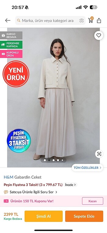 H&M H&m gabardin ceket