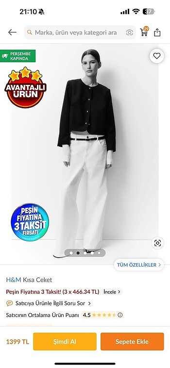 H&M H&m kısa ceket
