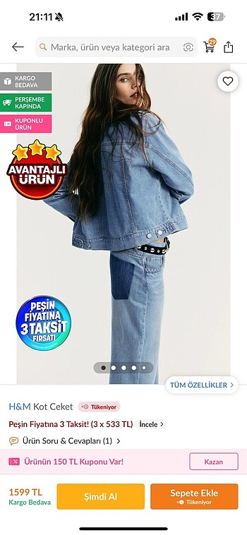 H&M H&m kot ceket