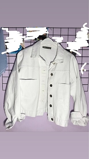 beyaz bol kot ceket