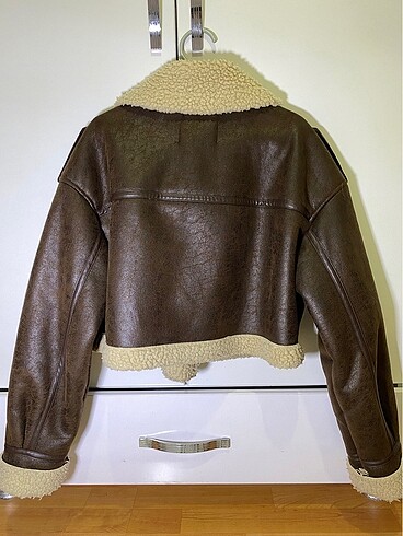 m Beden kahverengi Renk Crop model oversize mont