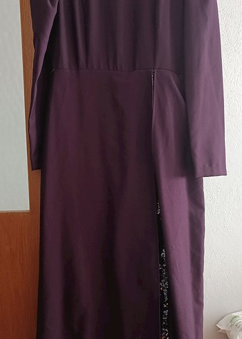 Mor - Siyah Payet İşlemeli abiye