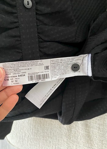 Mango Düğmeli Siyah Uzun Kollu Ofis Elbisesi slim kalem - Görsel 10