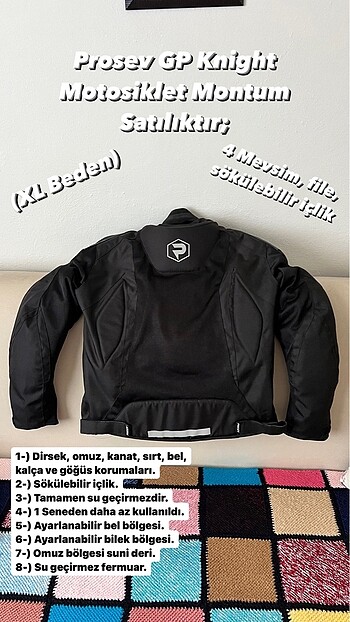 Prosev GP Knight 4 Mevsim Motosiklet Montu (XL)