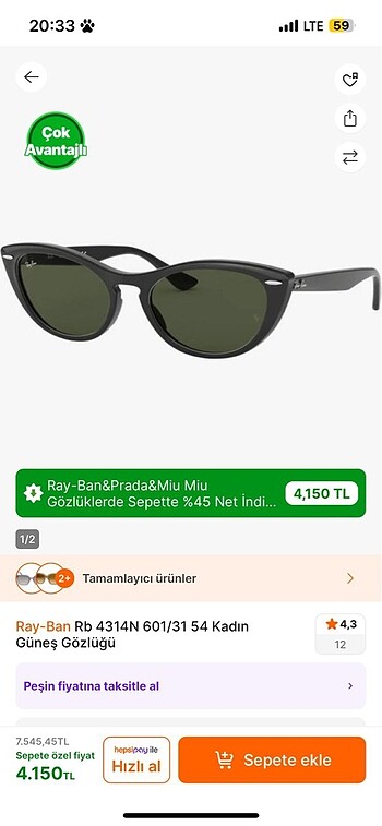 Beden siyah Renk Ray ban gözlük