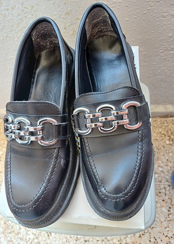 Diğer Siyah Deri Tokalı Kadın Loafer