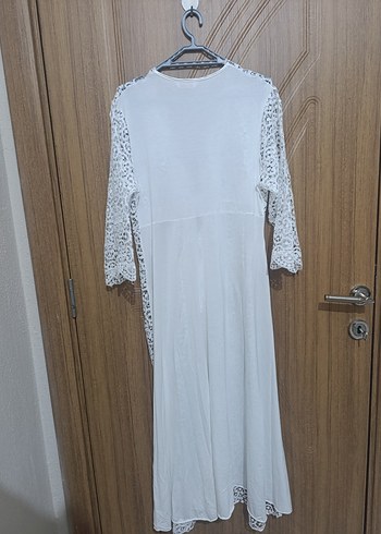 Kadın Beyaz Nakışlı Bohem Uzun sabahlık - Görsel 4