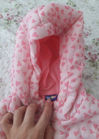 5 Yaş Beden pembe Renk Kız Çocuk Kapüşonlu Pembe Nakışlı Yelek
