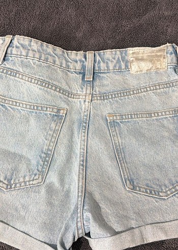 Kadın Mavi Tie-Dye Mini Denim Şort - Görsel 4