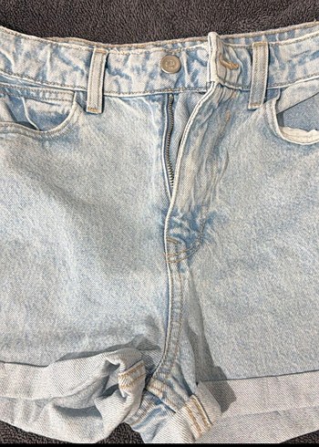 Kadın Mavi Tie-Dye Mini Denim Şort - Görsel 2
