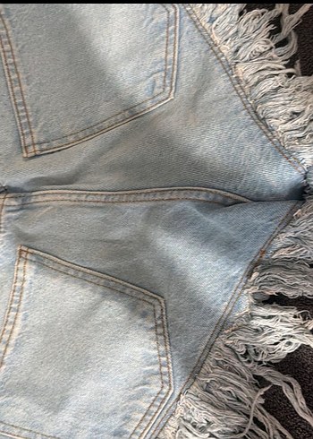 Pul İşlemeli Püsküllü Mini Denim Şort - Görsel 4