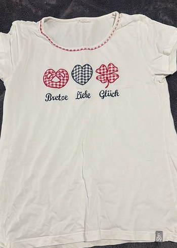 Düğmeli Beyaz Hamile Tişörtü, Kısa Kollu - Görsel 3