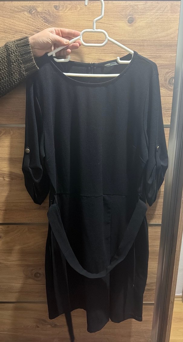 Siyah Midi Hamile Tunik Kemerli - Görsel 4