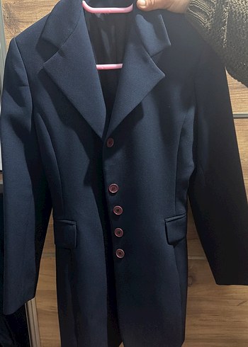 Düğmeli Bordo Midi Kadın Kaban - Görsel 3