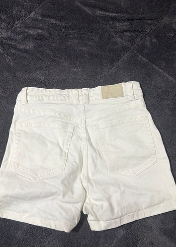 Beyaz Mini Kadın Denim Şort - Görsel 5