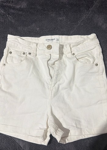 Beyaz Mini Kadın Denim Şort - Görsel 3