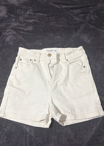 Beyaz Mini Kadın Denim Şort - Görsel 2