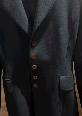 Siyah Süet Midi Kadın Klasik Ceket - Görsel 4