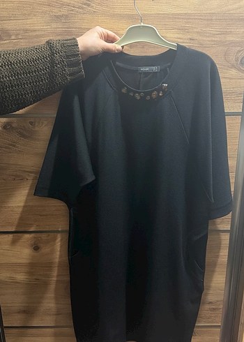 Zincir Detaylı Siyah Midi Tunik - Görsel 2