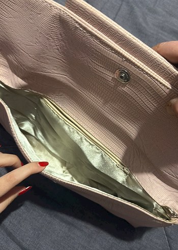 Bej Yılan Derisi Desenli Kadın Portföy Çanta - Görsel 6