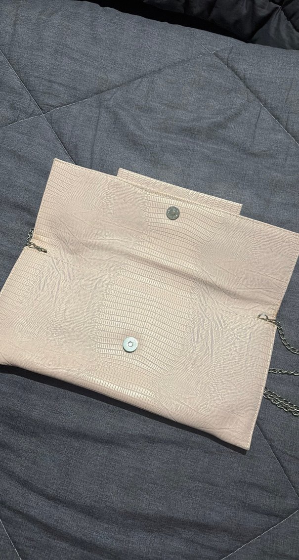 Bej Yılan Derisi Desenli Kadın Portföy Çanta - Görsel 5