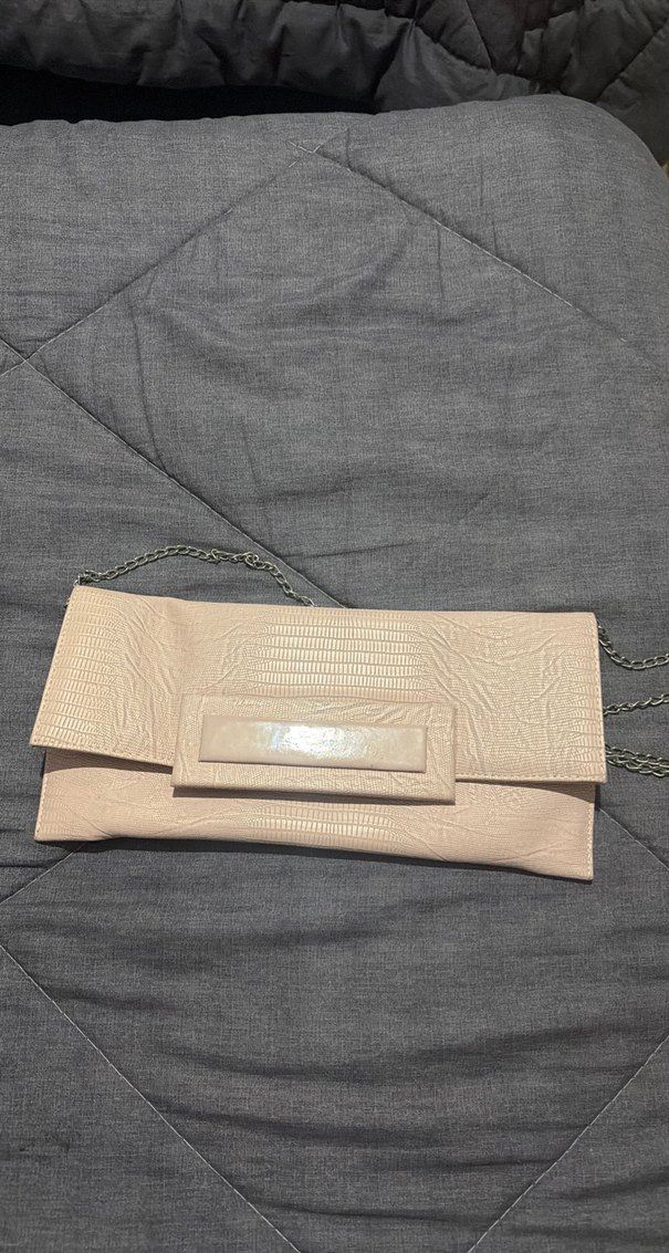 Bej Yılan Derisi Desenli Kadın Portföy Çanta - Görsel 2