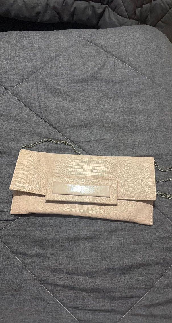 Bej Yılan Derisi Desenli Kadın Portföy Çanta - Görsel 3